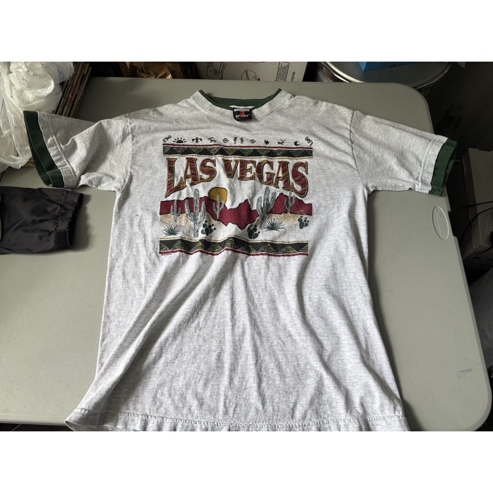 VTG Signal Las Vegas 1992 Wild West L T-Shirt Gray Made In USA 100% Cotton